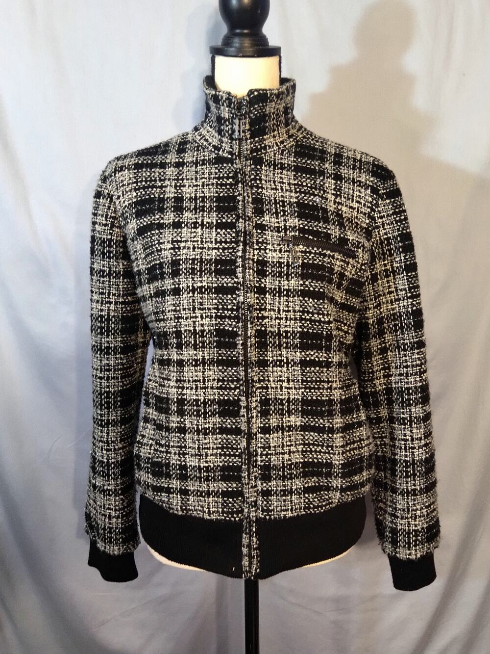 Chico's Tweed Zippered Wool Blend Jacket